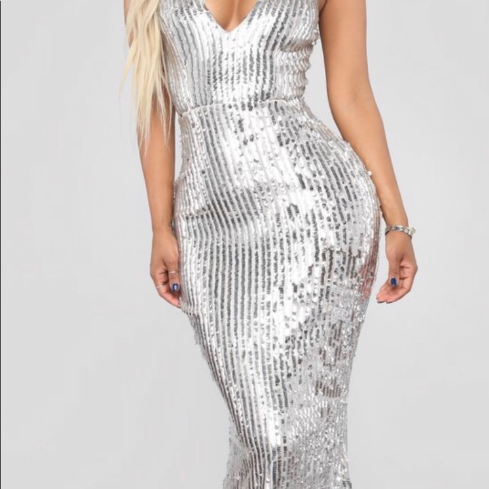 Silver /Blush sequin dress
